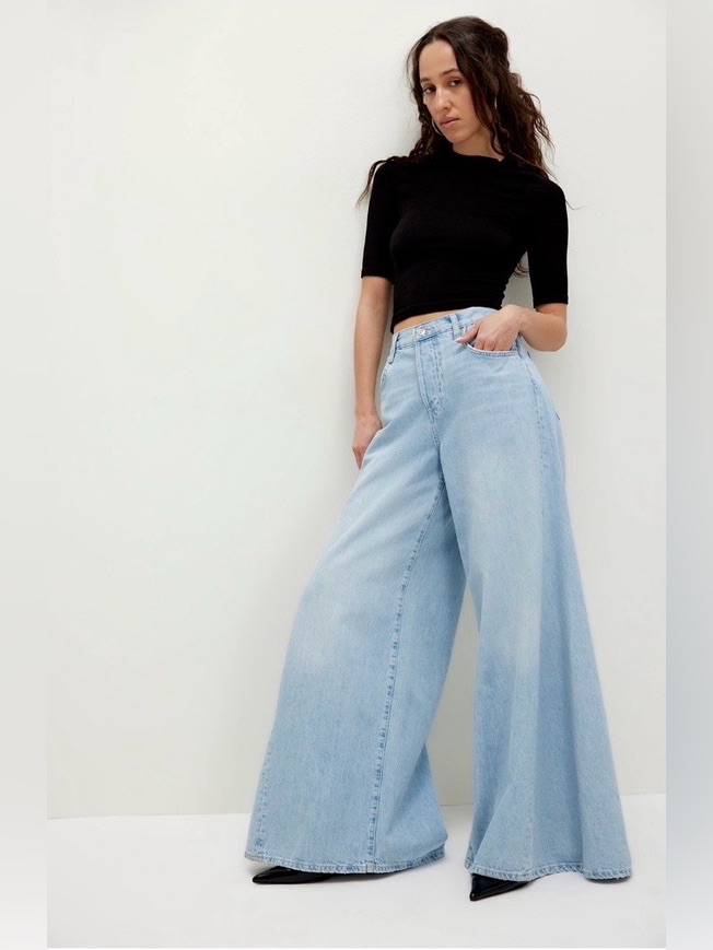 Nwt Free People Crvy Pacifica Wide-Leg Jeans In Aqua